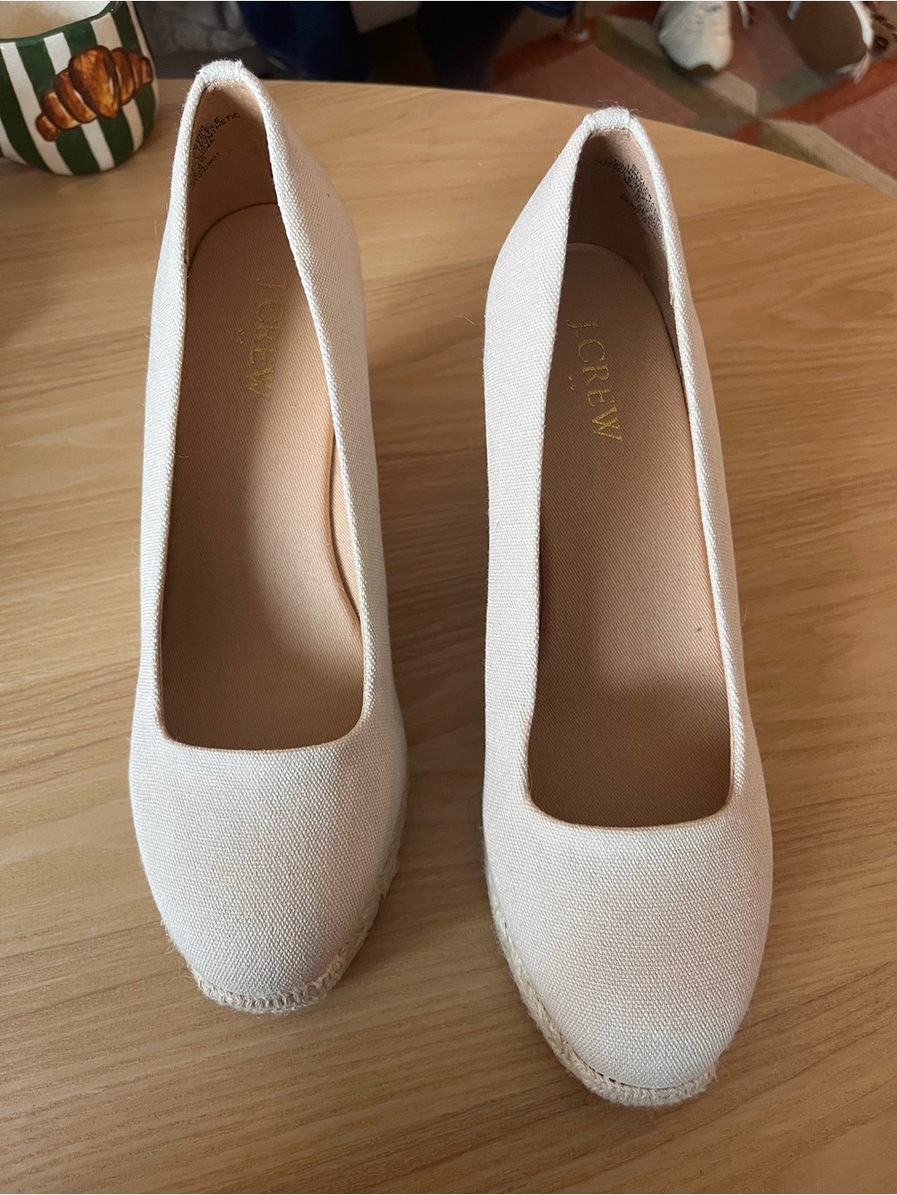 J. Crew Off-White Canvas Wedge Espadrilles